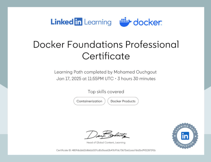 LinkedIn Learning Docker certificate